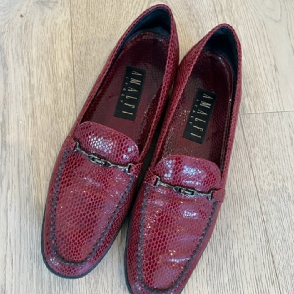 Amalfi Red Leather Snakeskin Vintage Loafers